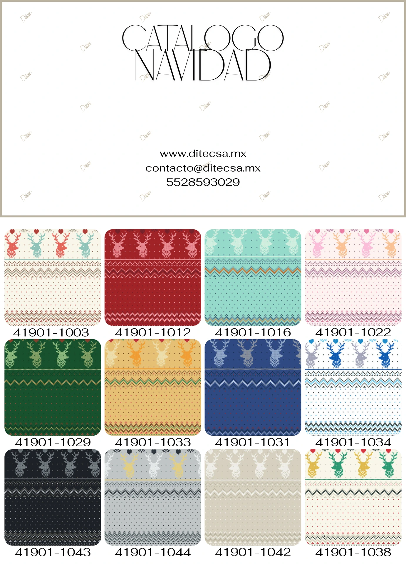 Catálogo de diseños navideños para aplicaciones textiles