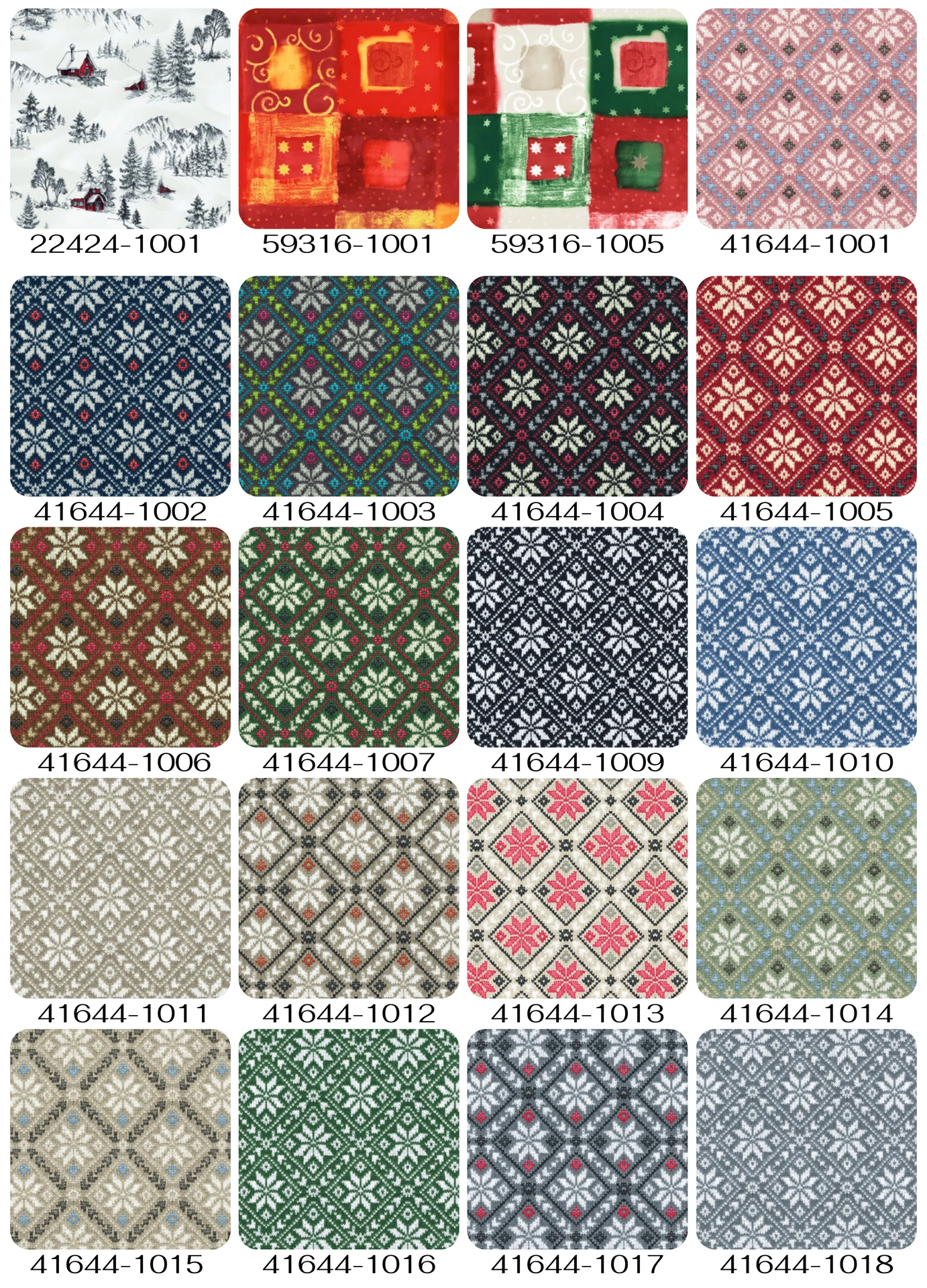 Catálogo de diseños navideños para aplicaciones textiles