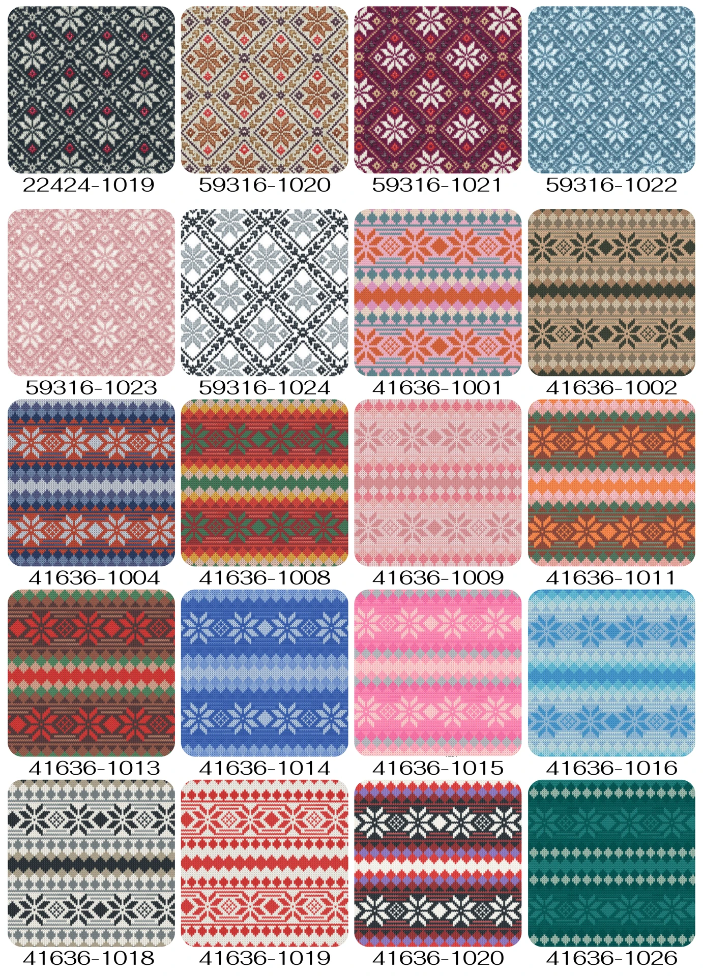 Catálogo de diseños navideños para aplicaciones textiles