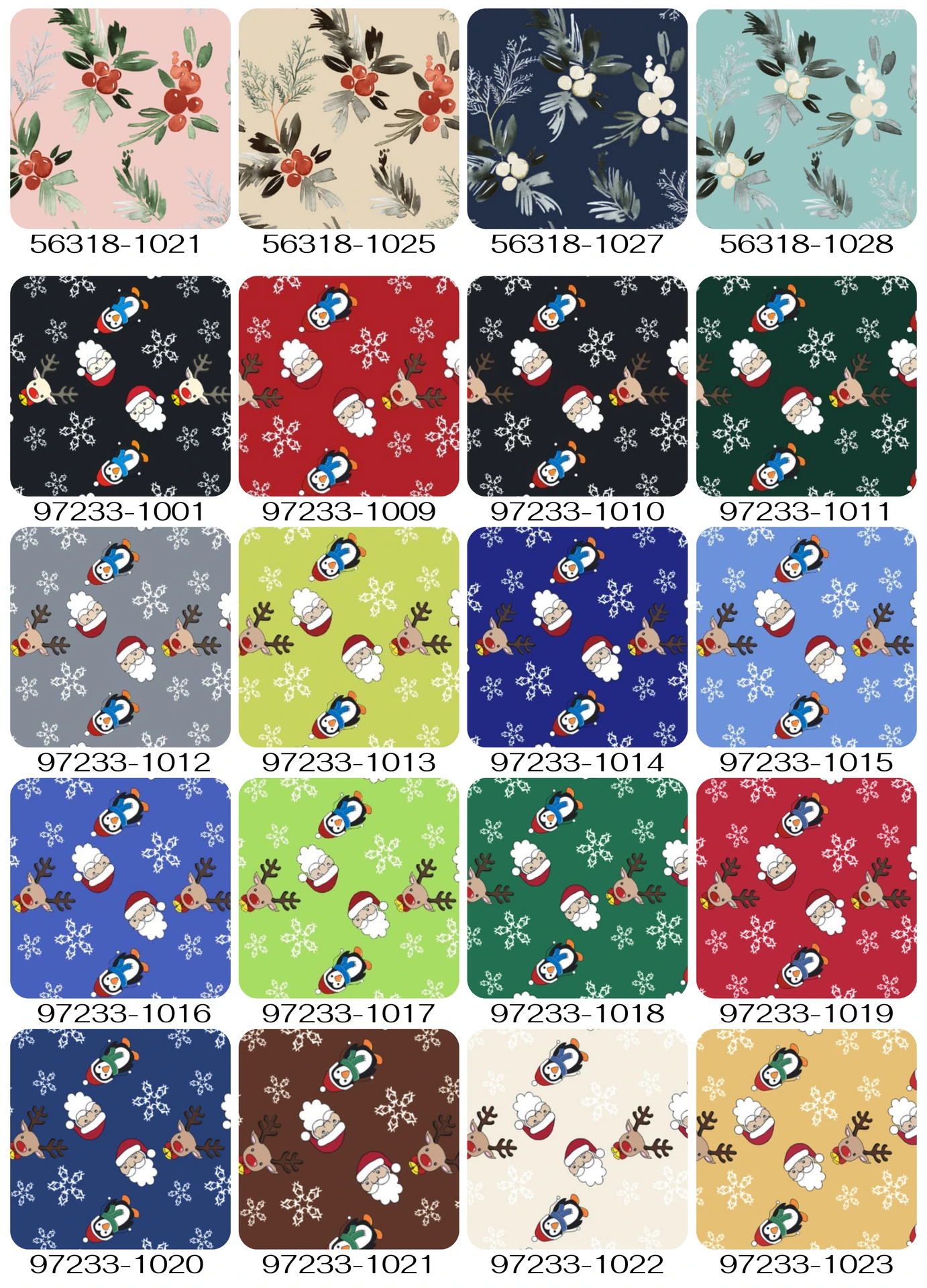 Catálogo de diseños navideños para aplicaciones textiles