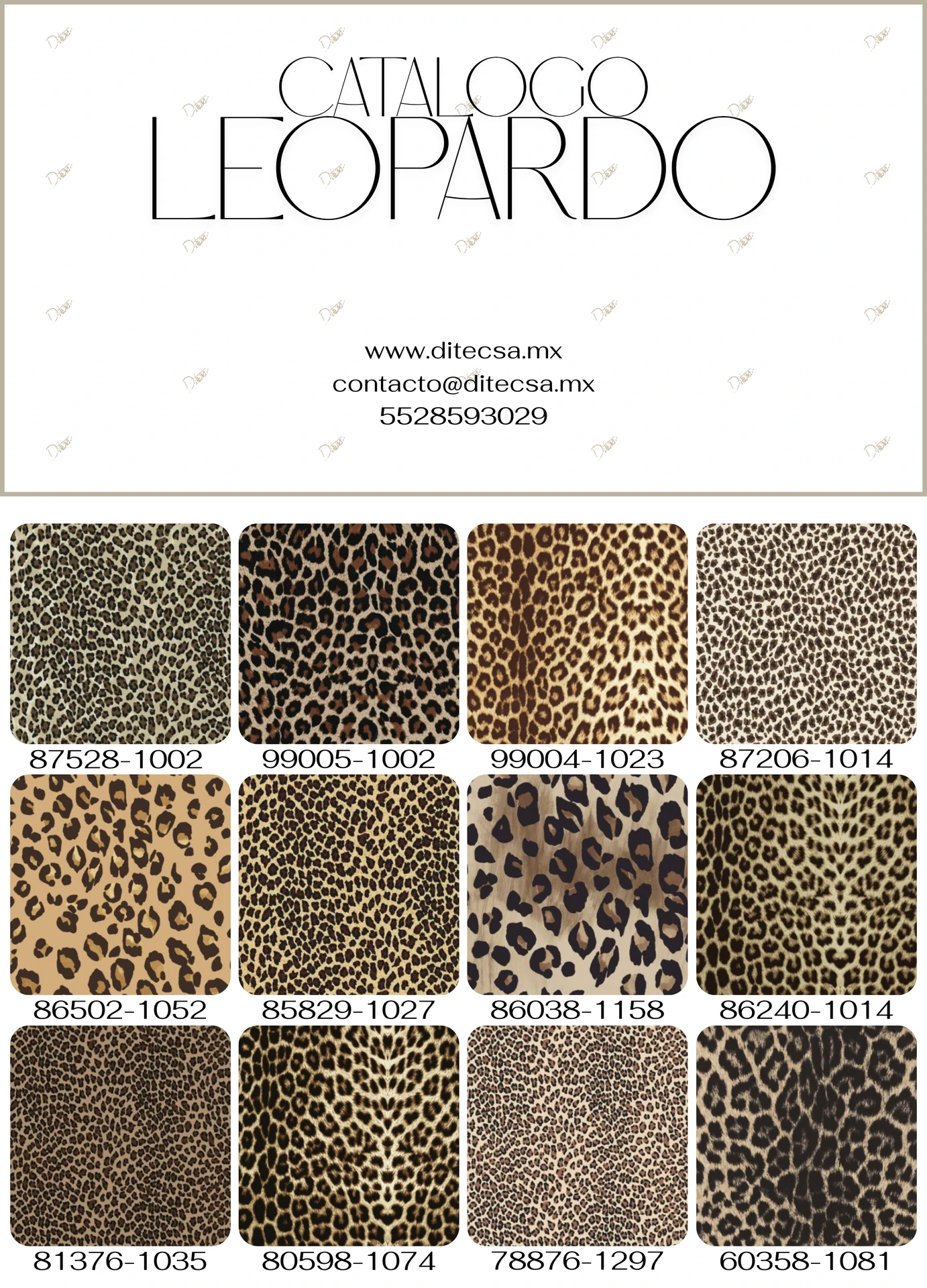 Catálogo de diseños leopardo para moda y aplicaciones textiles