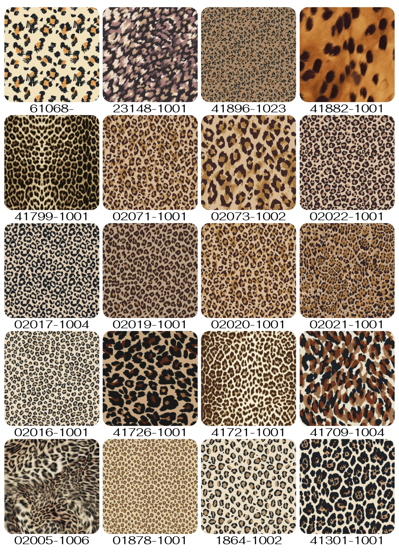 Catálogo de diseños leopardo para moda y aplicaciones textiles