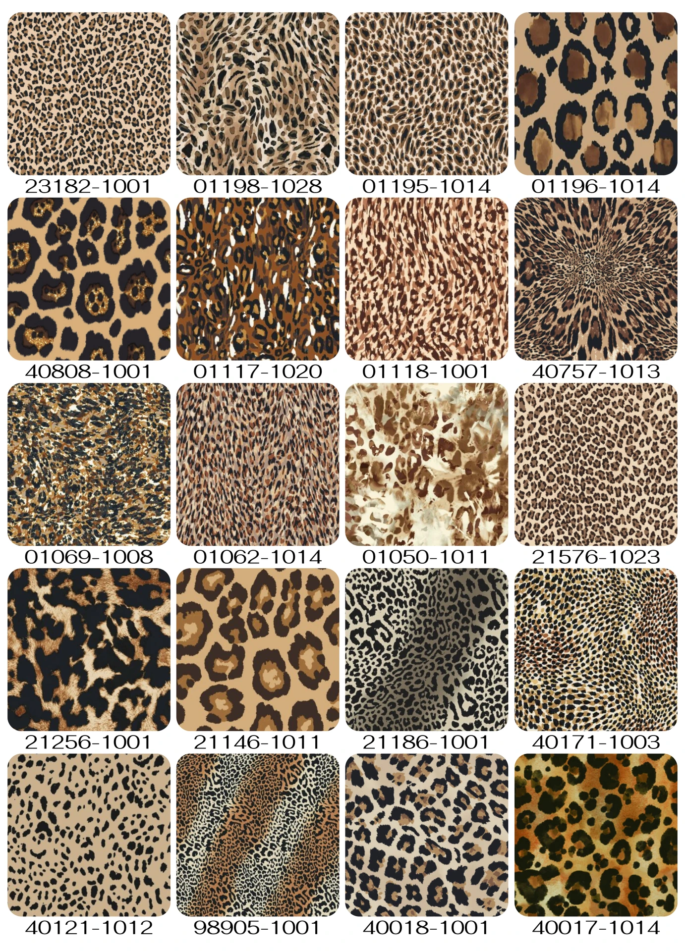 Catálogo de diseños leopardo para moda y aplicaciones textiles