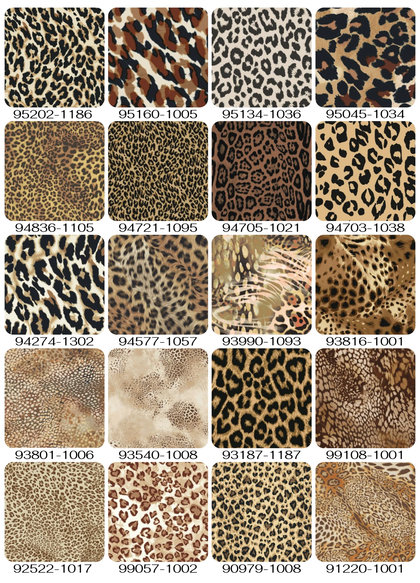 Catálogo de diseños leopardo para moda y aplicaciones textiles