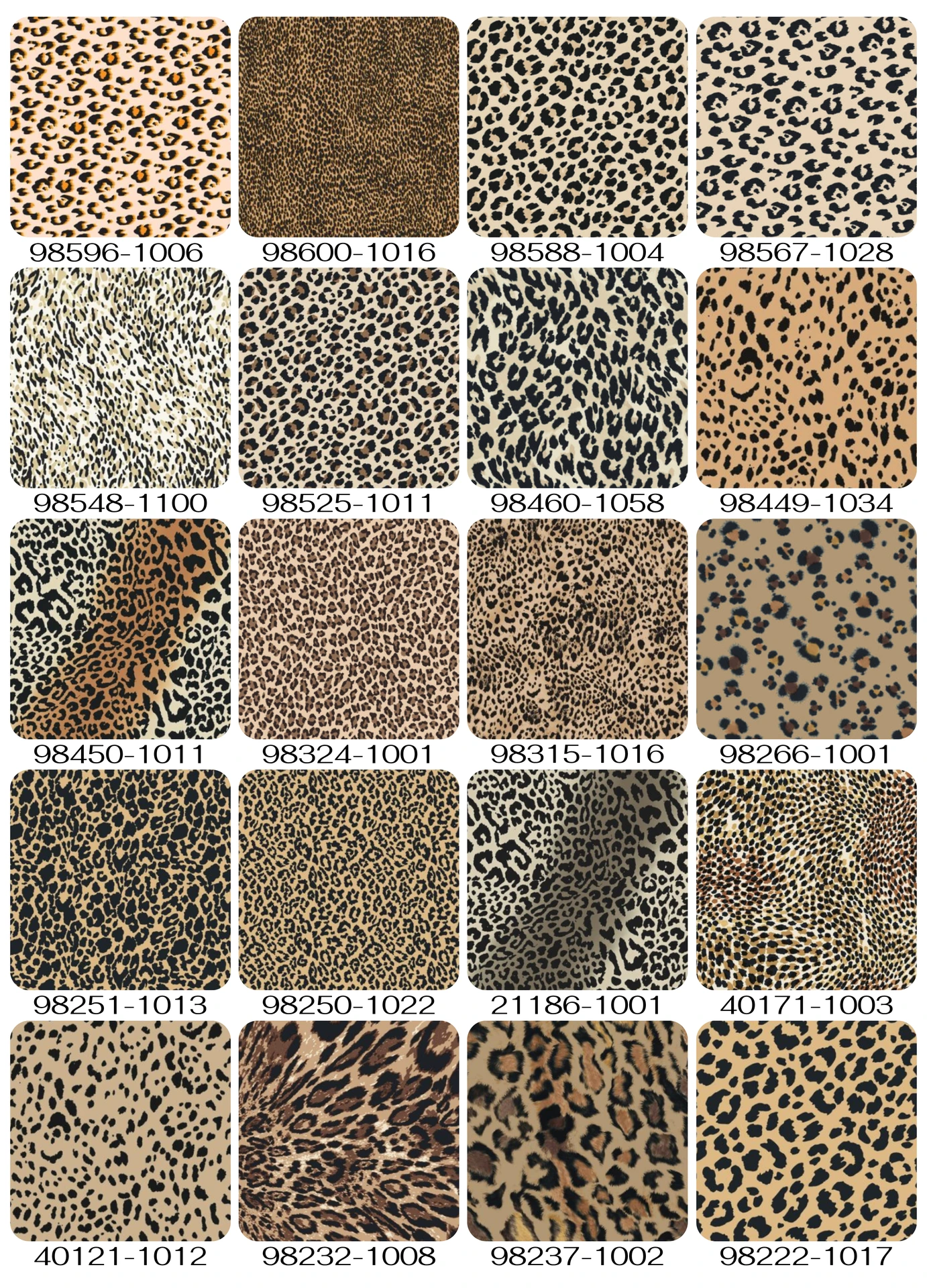 Catálogo de diseños leopardo para moda y aplicaciones textiles