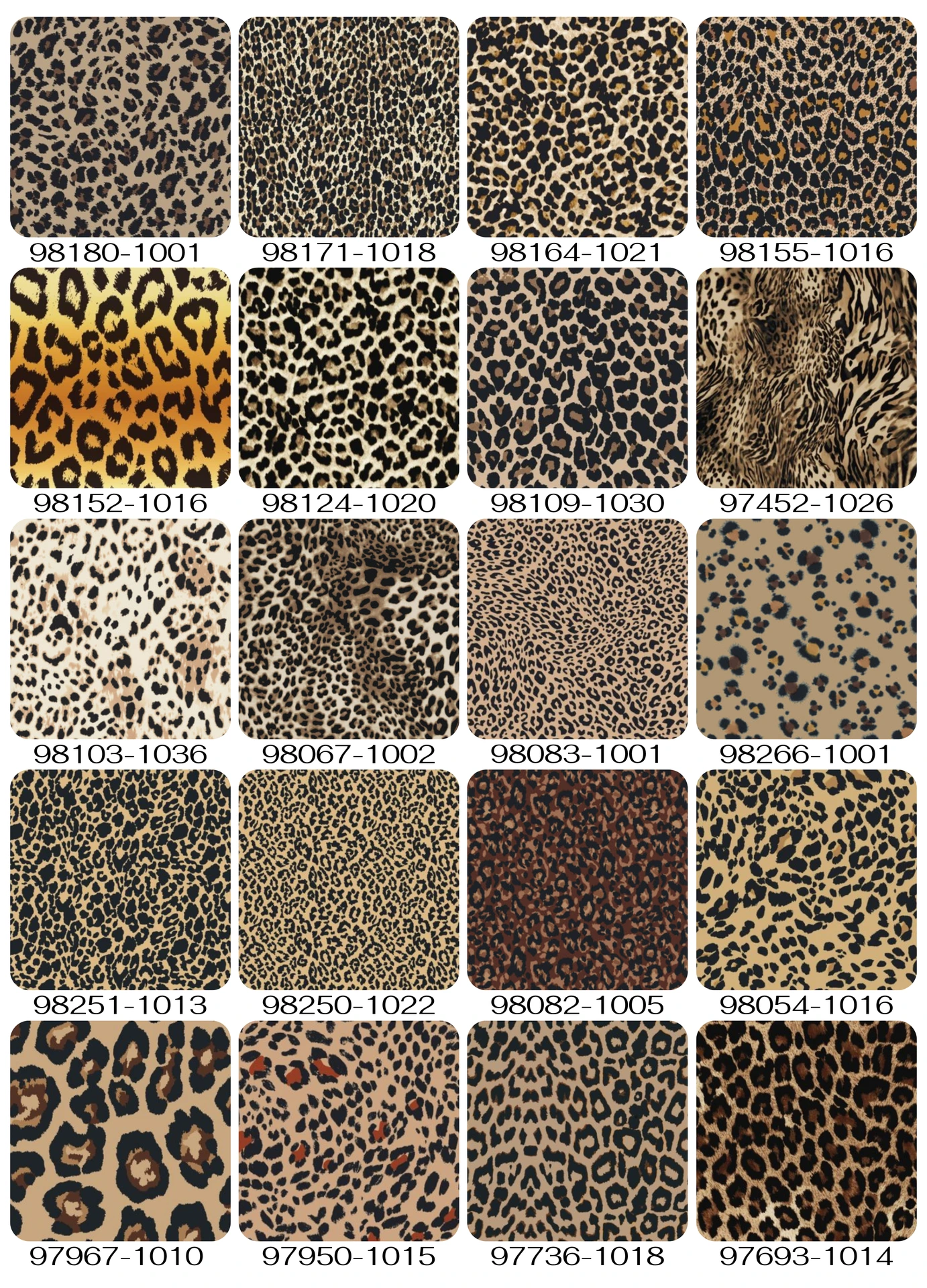 Catálogo de diseños leopardo para moda y aplicaciones textiles